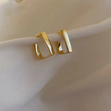 Warped Square Gold Earrings