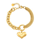 Womens Gold Love Heart Bracelet