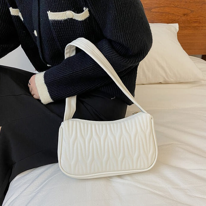 White Embossed Handbag From Valentina & Rose
