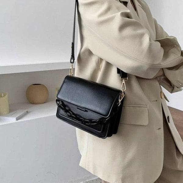 Women's Black Italian Vegan Leather Handbag